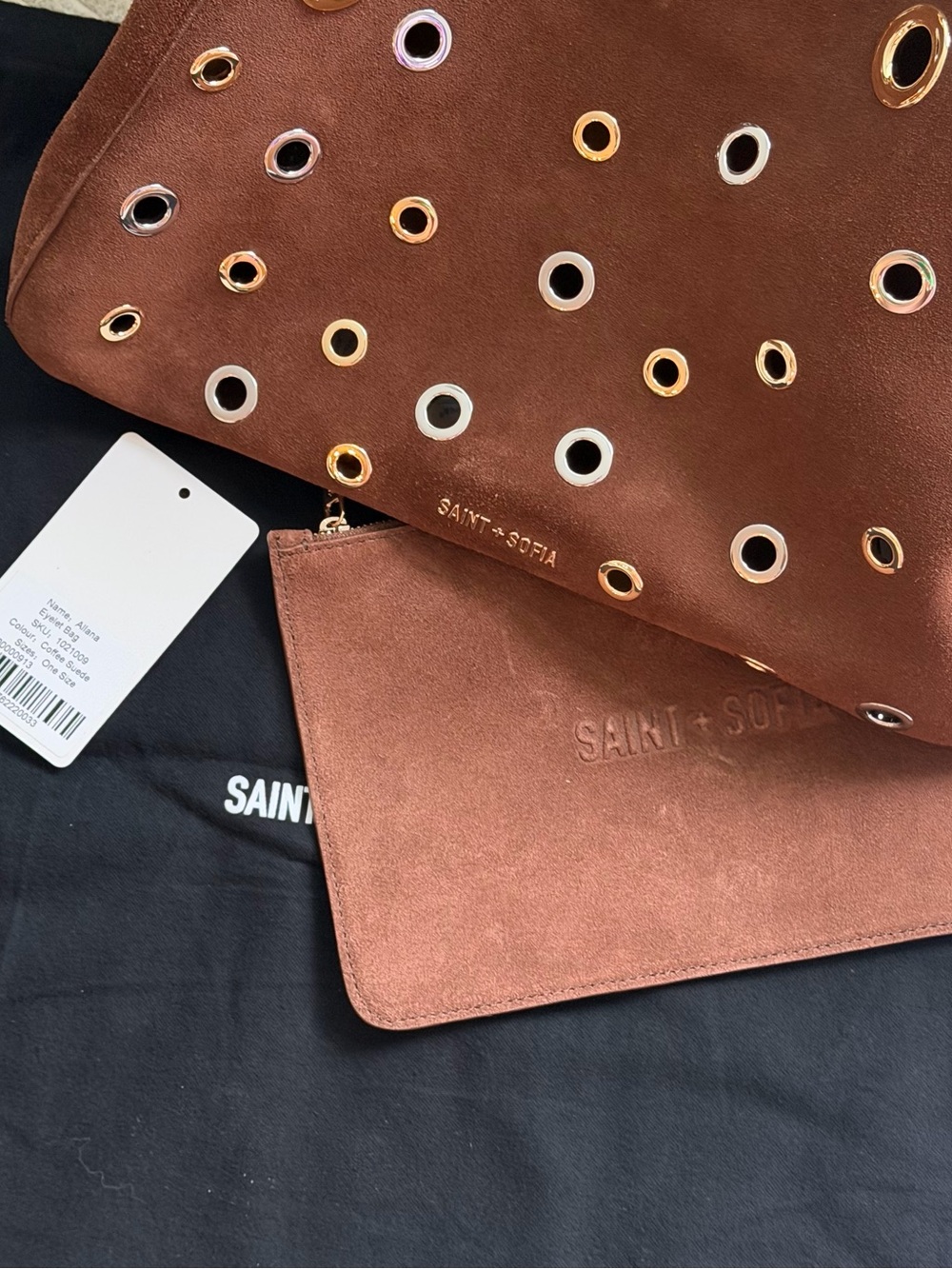Saint + Sofia Brown Suede Allana Eyelet Bag with dust bag (wore just once) - Picture 2 of 8